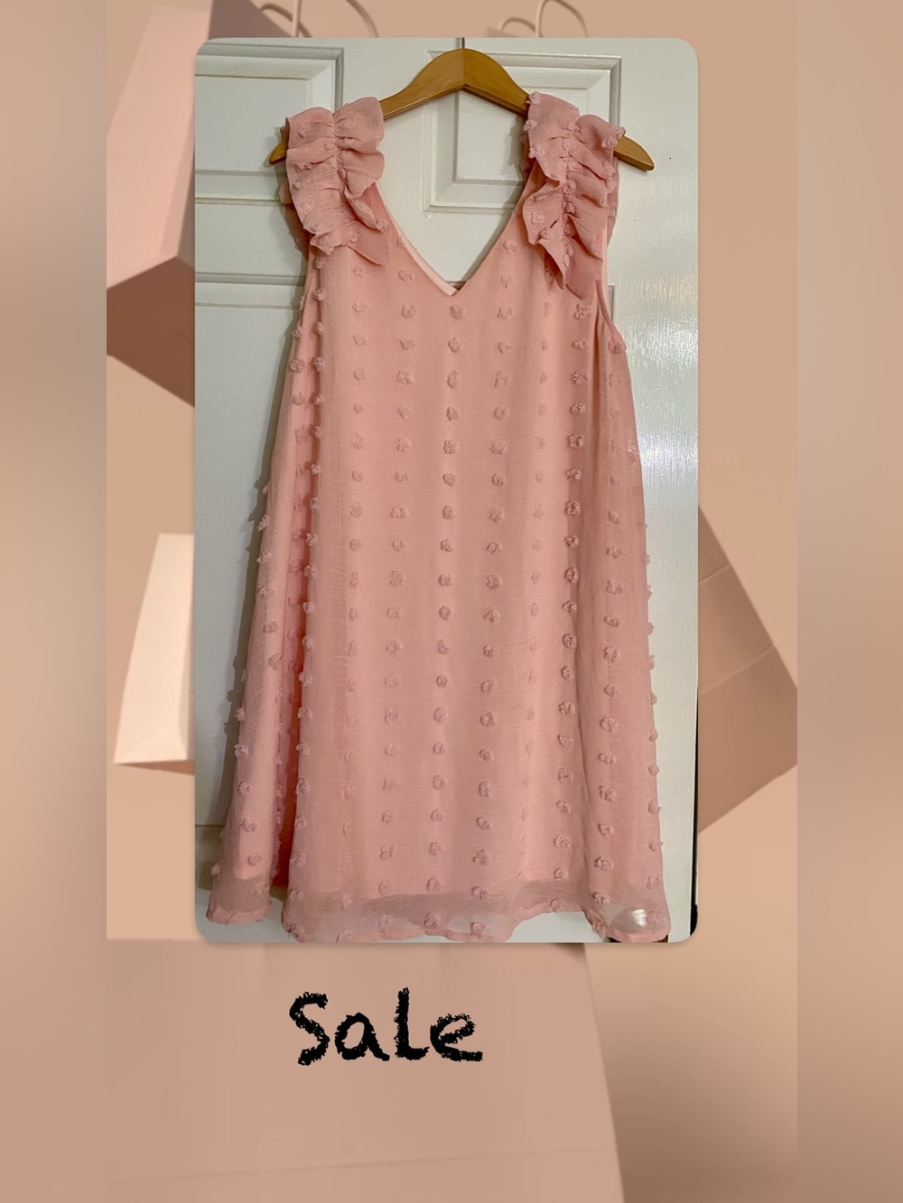 Jodifl Pink Ruffle Sleeve A-Line Dress